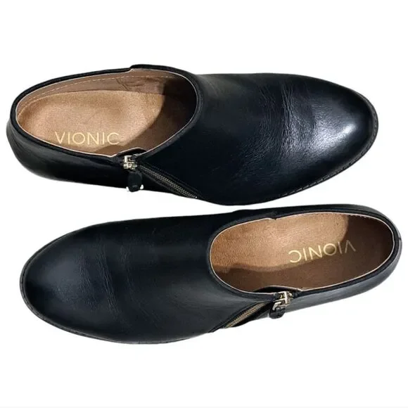 Vionic Jolene Ankle Bootie Black Leather Zip Up Size 9 - Picture 4 of 16